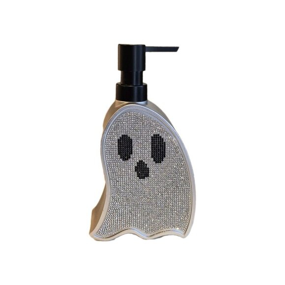 New Silver Rhinestone Bling Ghost Halloween Soap Dispenser Spooky Decoration - Picture 2 of 4
